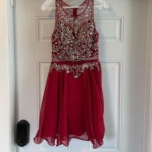 Red, bedazzled/mesh Homecoming Dress